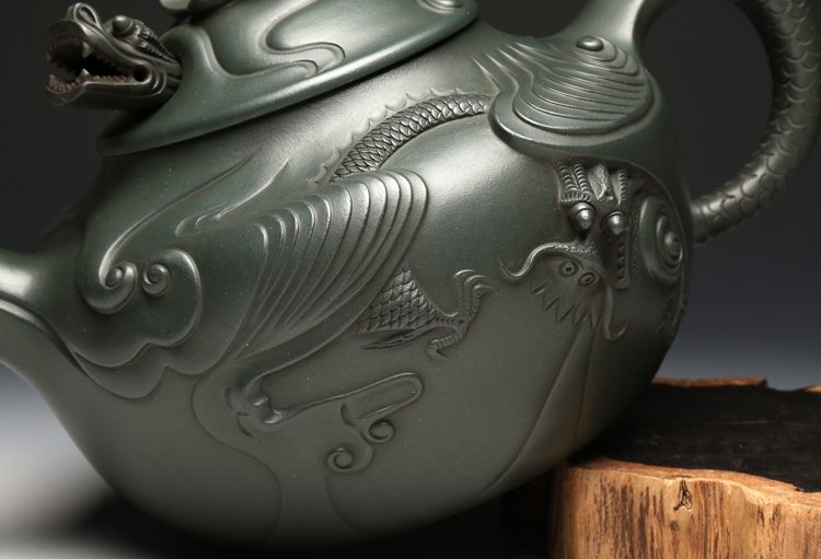 民國朱可心綠魚化龍宜興紫砂壺