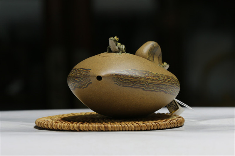 名家紫砂壺陳敏俊手工青石青蛙壺