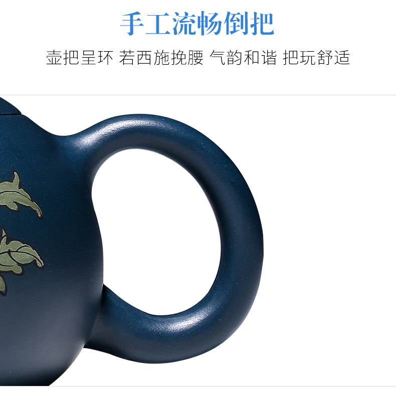 純手工紫砂壺，小巧琺瑯印花紫砂壺